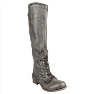Betsey Johnson Rally ruffled riding boot